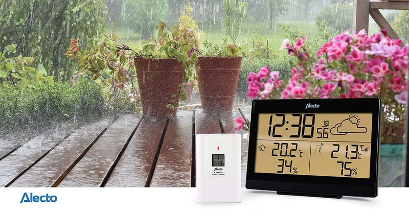 Alecto WS-2300 - Wetterstation mit kabellosem Außensensor, schwarz
