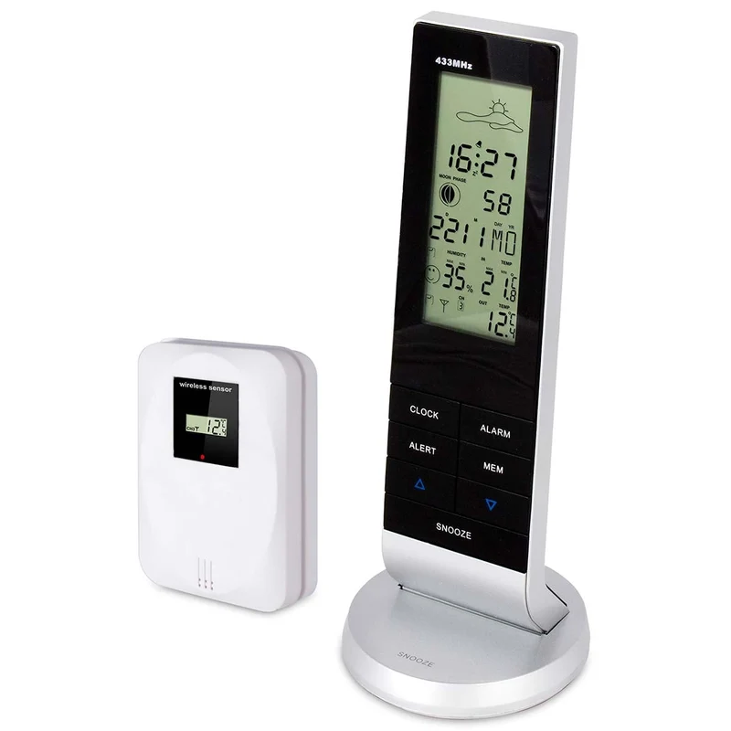 Alecto WS-1150 - Wetterstation mit kabellosem Außensensor, schwarz/silber