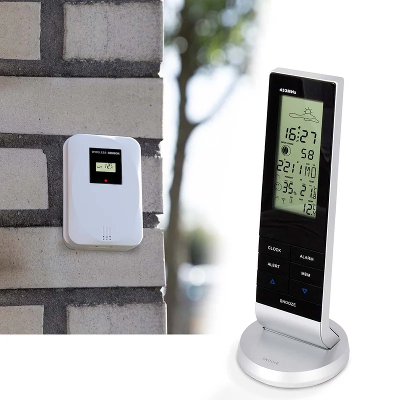 Alecto WS-1150 - Wetterstation mit kabellosem Außensensor, schwarz/silber