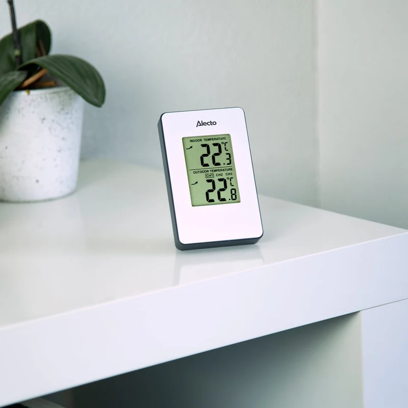 Alecto WS-1050 - Wetterstation mit kabellosem Außensensor, weiß