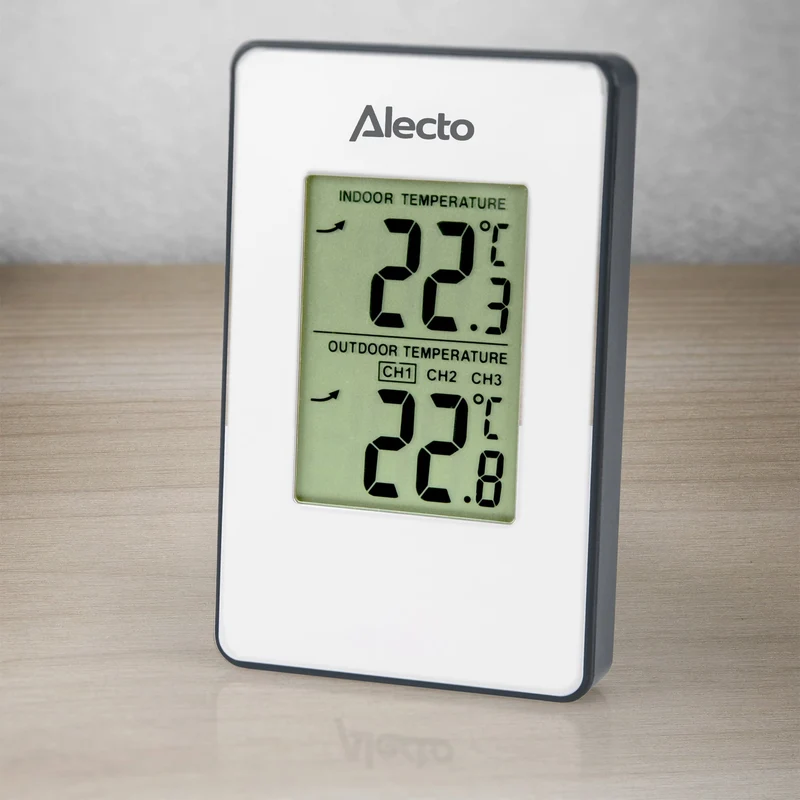 Alecto WS-1050 - Wetterstation mit kabellosem Außensensor, weiß
