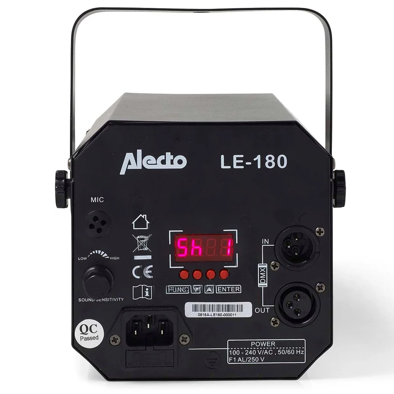 Alecto LE-180 - LED Discolampe, Effektstrahler mit DMX-Ein- und Ausgang und 8 vorprogrammierte Lichteffekte
