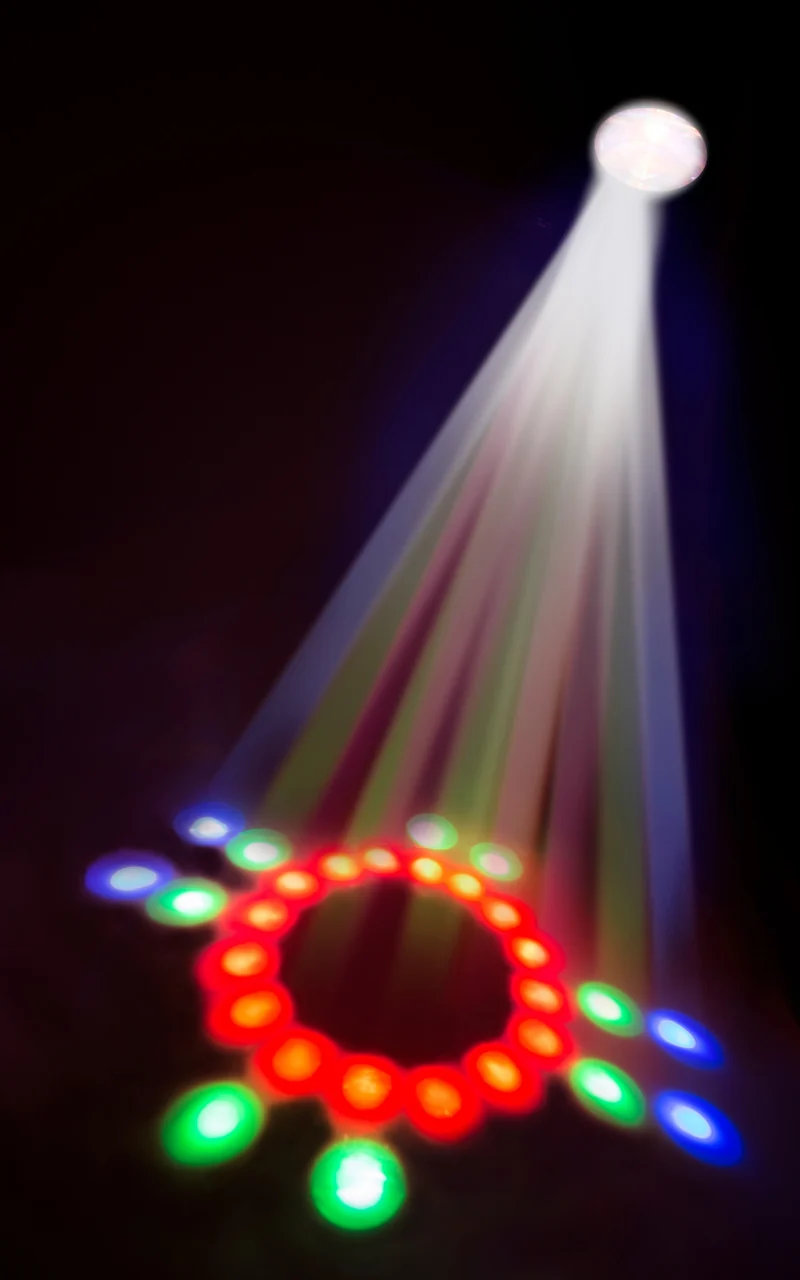 Alecto LE-180 - LED Discolampe, Effektstrahler mit DMX-Ein- und Ausgang und 8 vorprogrammierte Lichteffekte