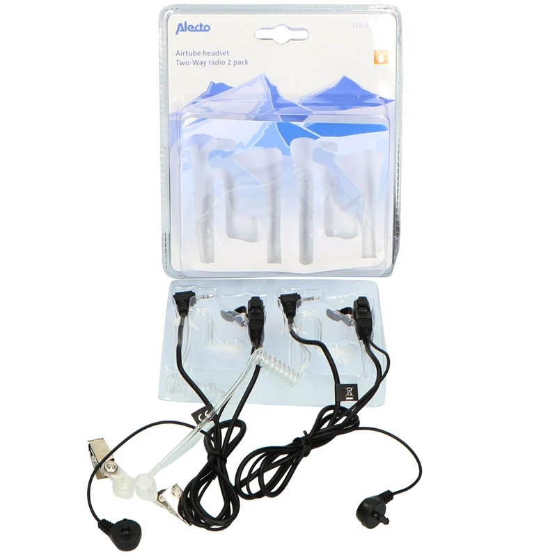 Alecto FRH-10 DUO - Luftschlauch Headset Walkie Talkie, 2er-Pack, Schwarz