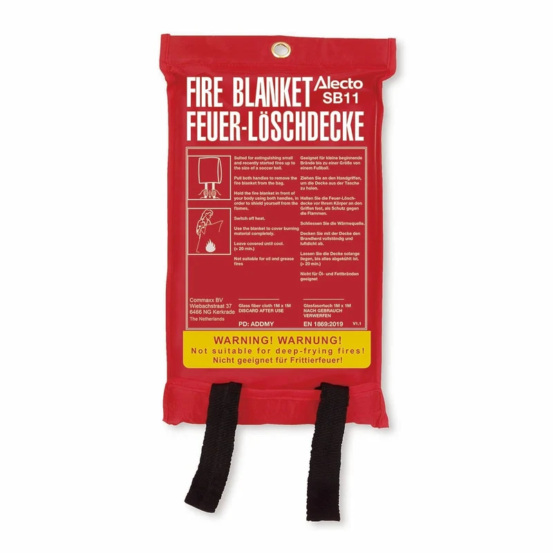 Alecto SB11 + AL-BP2 - Brandschutzset - Pulverlöscher 2 kg + Löschdecke 100 x 100 cm
