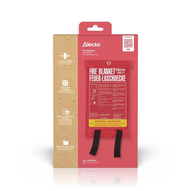 Alecto SB11 + AL-BP2 - Brandschutzset - Pulverlöscher 2 kg + Löschdecke 100 x 100 cm