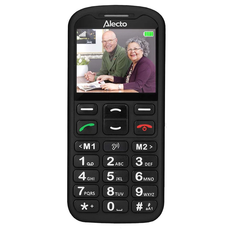 Alecto CM10 – Einfaches 4G-Handy für Senioren mit SOS-Notruftaste – Große Tasten, Ladestation und hörgerätekompatibel – Schwarz