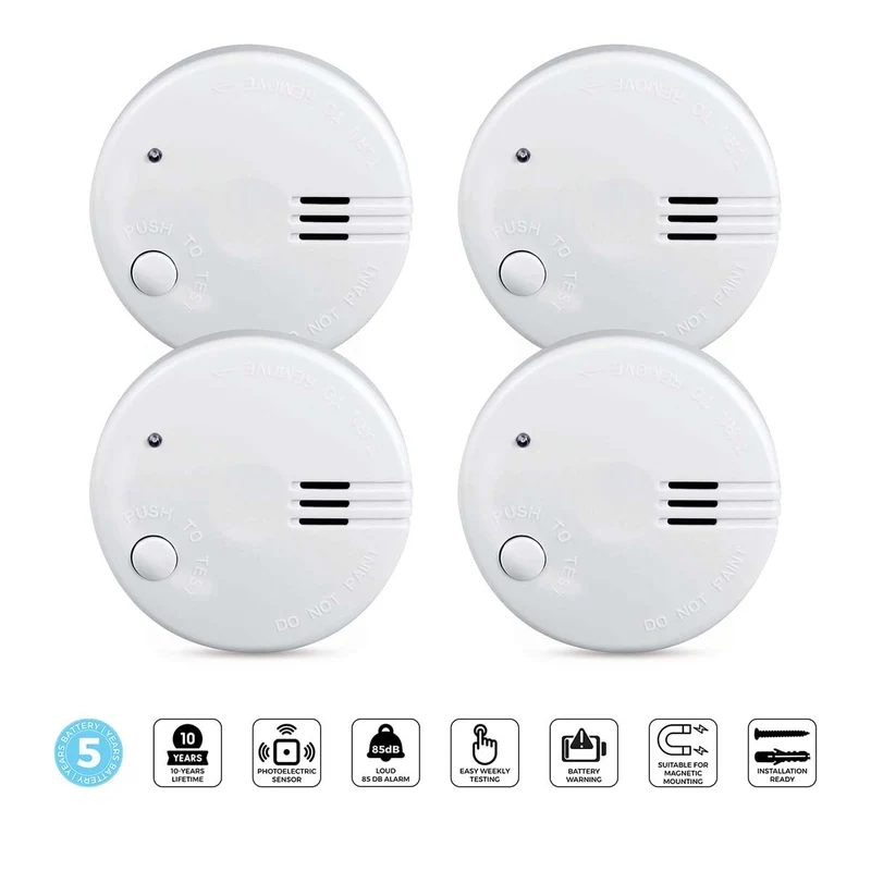 Alecto SD510 4X - Mini Rauchmelder - 5 Jahre Batterie - 4er Set - Weiß