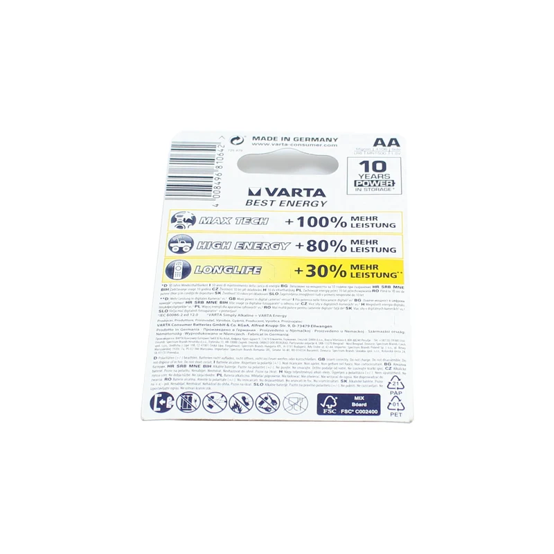 Var ta Long Life Batterien LR6 / AA Mignon Batterie ( Alkaline ) 1,5 V für z.B. Fernbedienung , Taschenlampe usw.