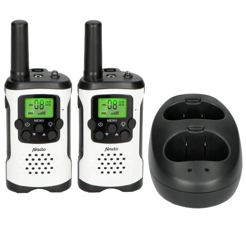Alecto FR-175 - Set mit zwei Walkie Talkies, 7 km Reichweite, Weiß/Schwarz