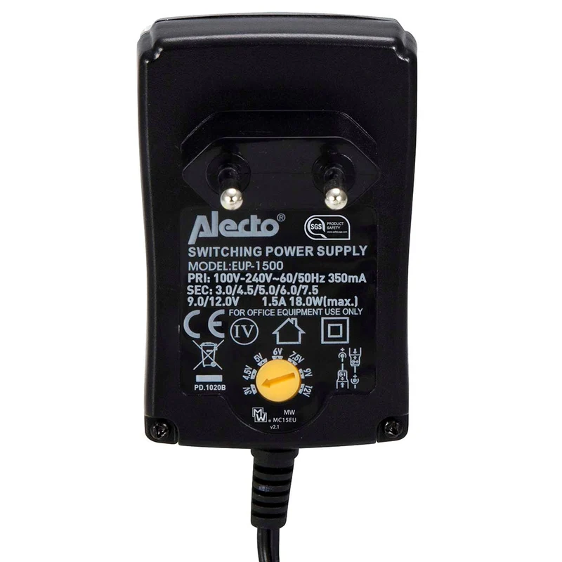 Alecto EUP-1500 - Universal Eco Netzadapter 1500mA , Schwarz