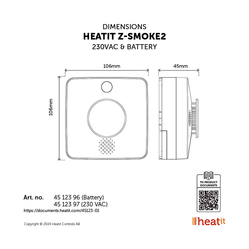 Heatit Z-Smoke2 Detector 230V