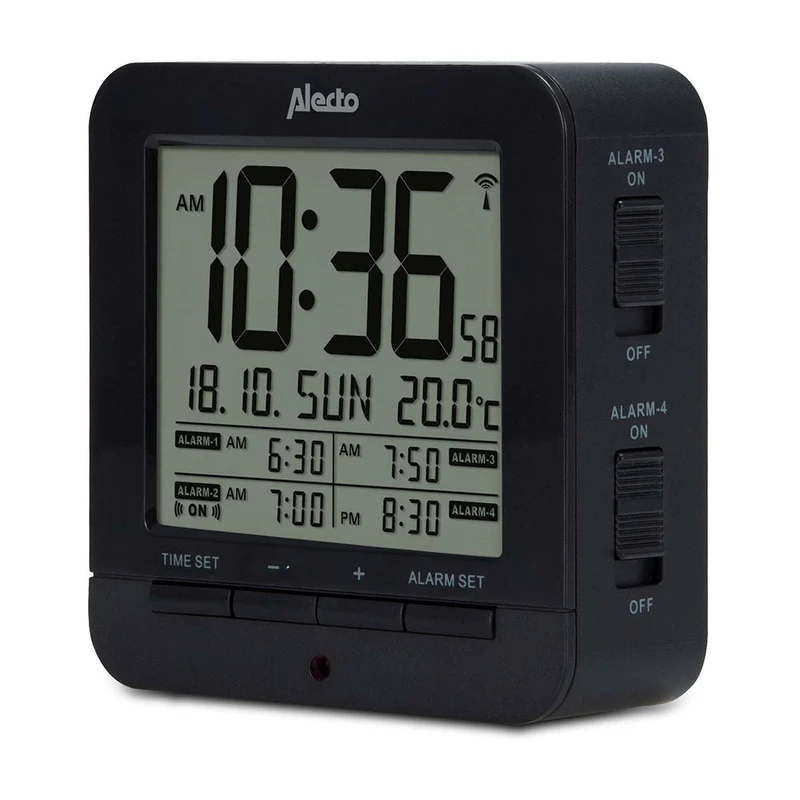 Alecto AK-20 - Digitale Wecker mit Thermometer, schwarz