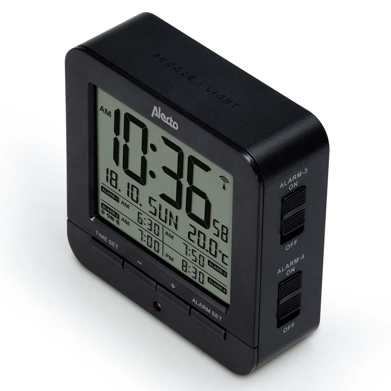 Alecto AK-20 - Digitale Wecker mit Thermometer, schwarz