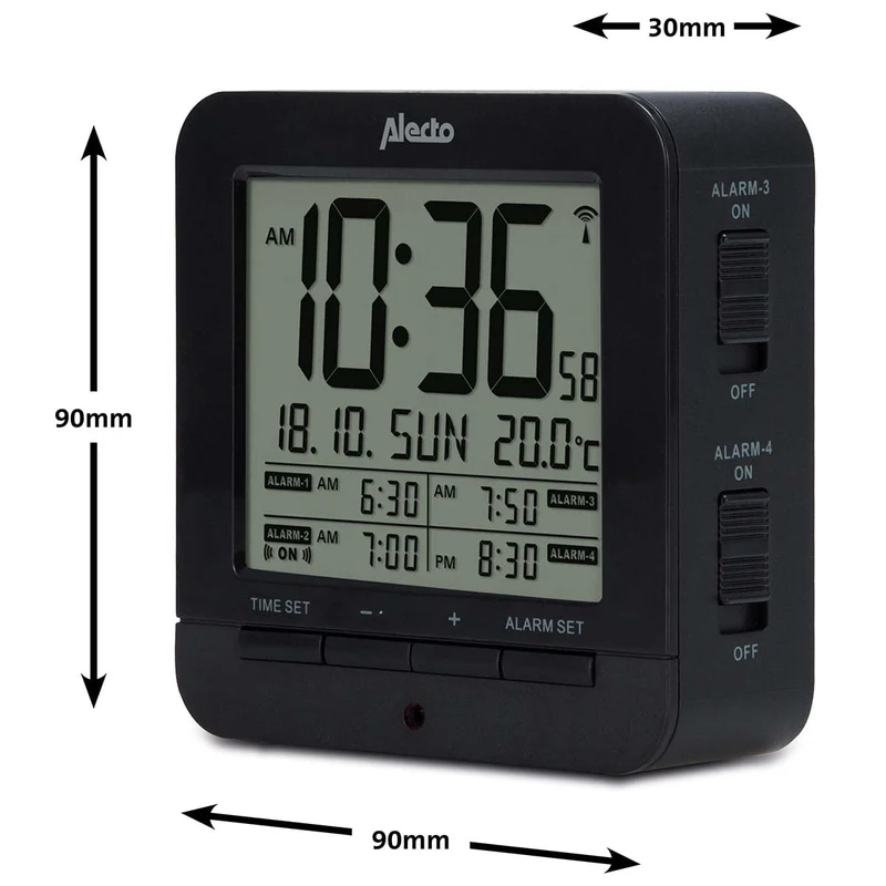 Alecto AK-20 - Digitale Wecker mit Thermometer, schwarz
