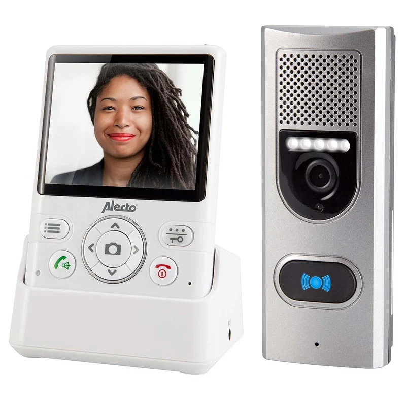 Alecto ADI-250 - Türsprechanlage mit Kamera und 3.5" Farbdisplay, Weiß/Silber
