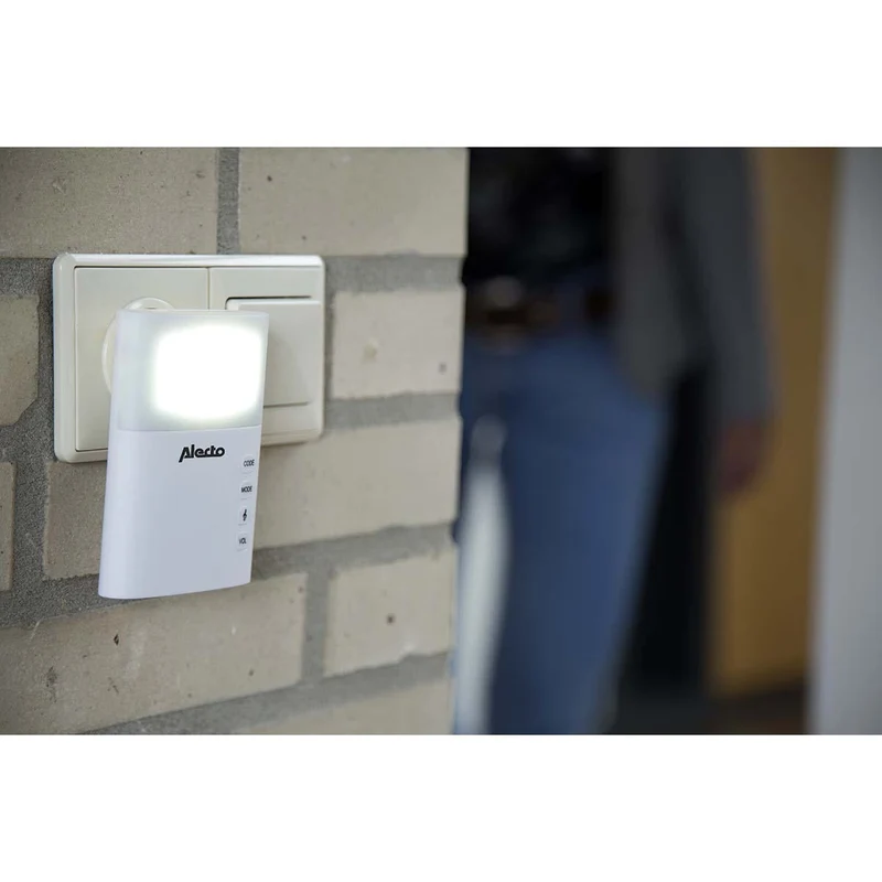 Alecto ADB-19 - Funk-Türklingel mit Blitzlicht, Weiß
