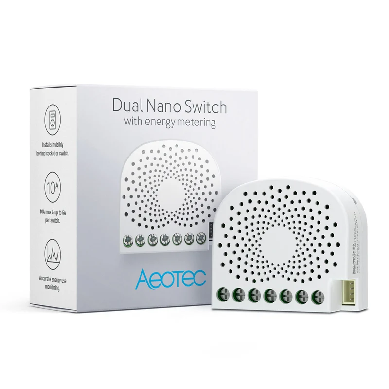 Aeotec 2-fach Nanoschalter mit Energiemessfunktion Unterputzmodul Z-Wave Plus ZW132