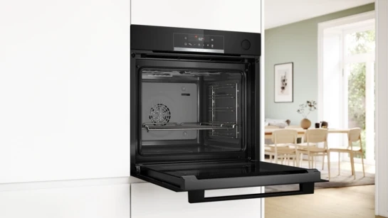 Serie 4 Einbau-Backofen mit Dampfunterstützung 60 x 60 cm Schwarz HRG532BB3