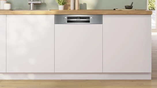Serie 4 Teilintegrierter Geschirrspüler 60 cm Gebürsteter Stahl, XXL SBI4ECS28E