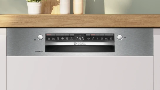 Serie 4 Teilintegrierter Geschirrspüler 60 cm Gebürsteter Stahl, XXL SBI4ECS28E