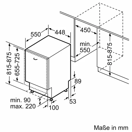 iQ100 Vollintegrierter Geschirrspüler 45 cm SR61HX16KE