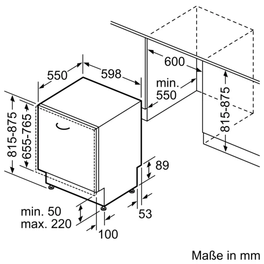 iQ300 Vollintegrierter Geschirrspüler 60 cm varioScharnier für besondere Einbausituationen SN73EX22CE
