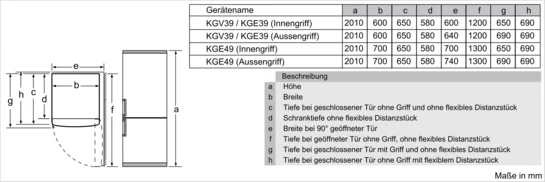 Serie 6 Freistehende Kühl-Gefrier-Kombination mit Gefrierbereich unten 201 x 60 cm Weiß KGE39AWCA