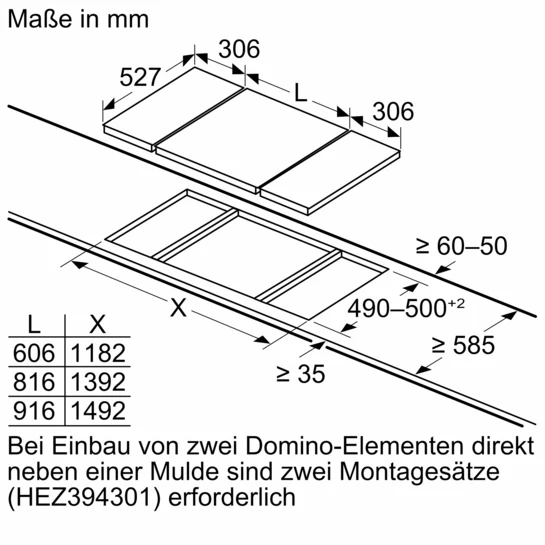 Serie 6 Domino-Kochfeld, Induktion 30 cm Mit Rahmen aufliegend PIB375FB1E