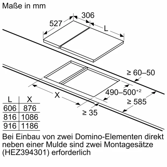 Serie 6 Domino-Kochfeld, Induktion 30 cm Mit Rahmen aufliegend PIB375FB1E