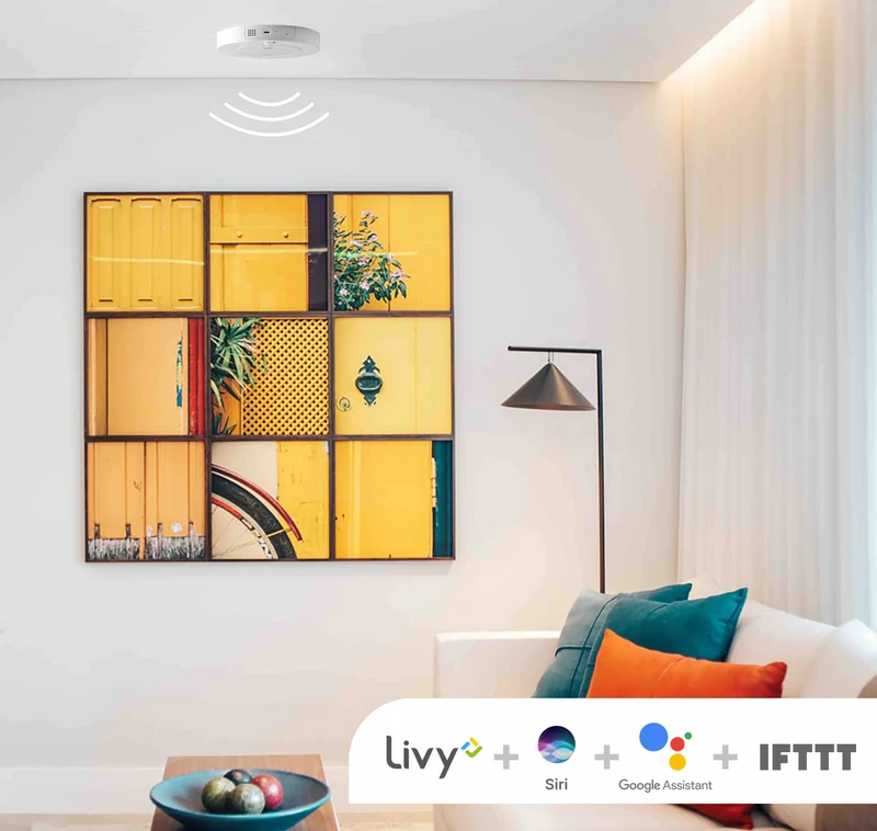 Refurbished Livy Protect + 10-Jahres-Rauchmelder // Rauchalarm, Bewegungsalarm, Luftqualität, Temperatur, Luftfeuchtigkeit